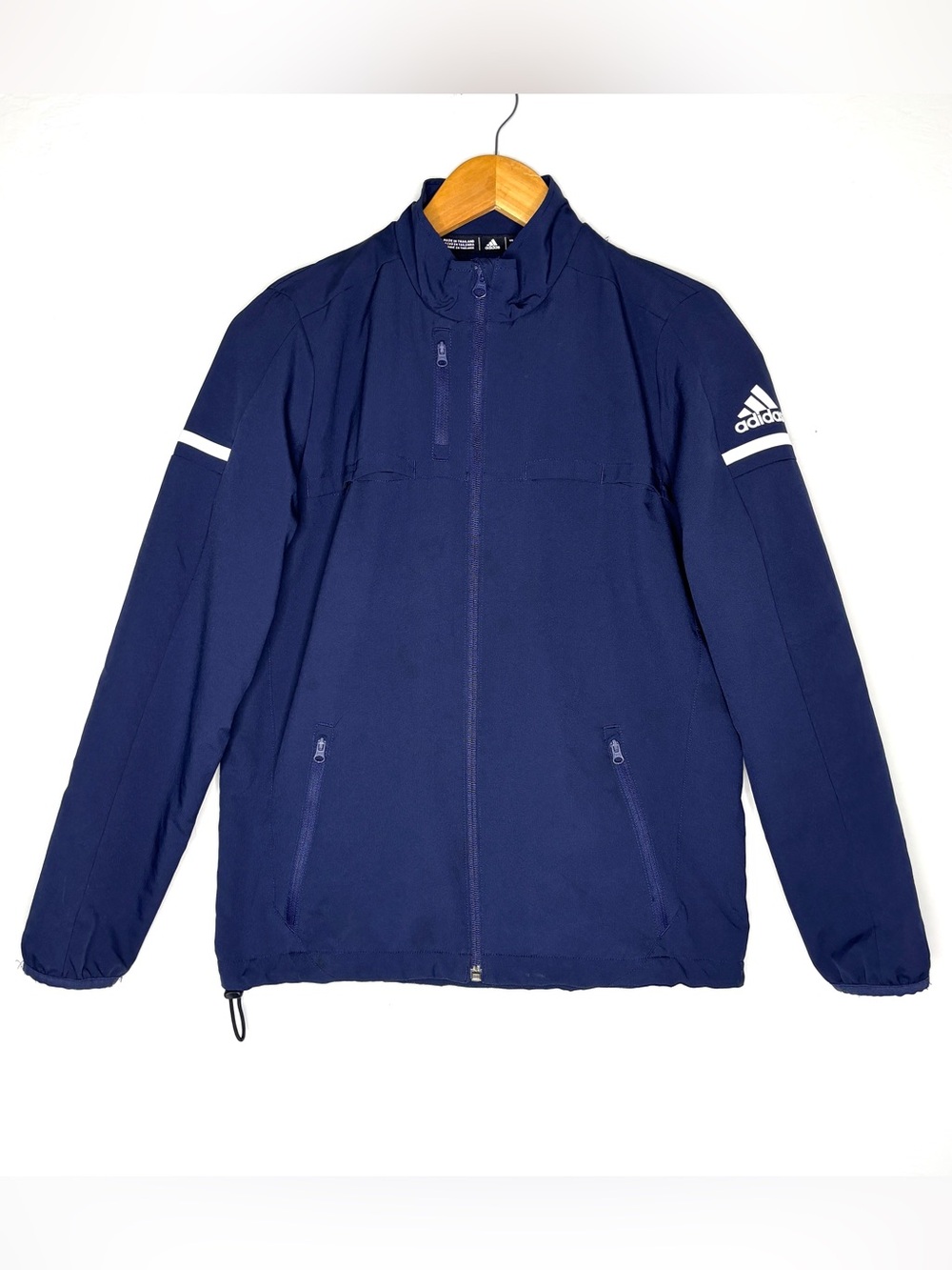 Adidas windbreaker track Rink jacket navy blue white zippered men's medium